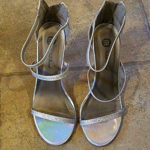 Michael Antonio Open Toed Heels Holo Glitter USED